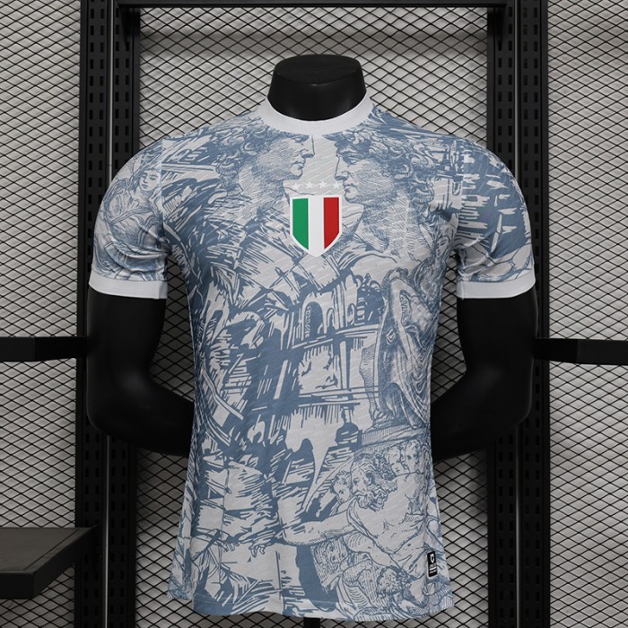 2024 Italy Special Edition White Gray Jersey Kit short sleeve (Player Version)-9124611