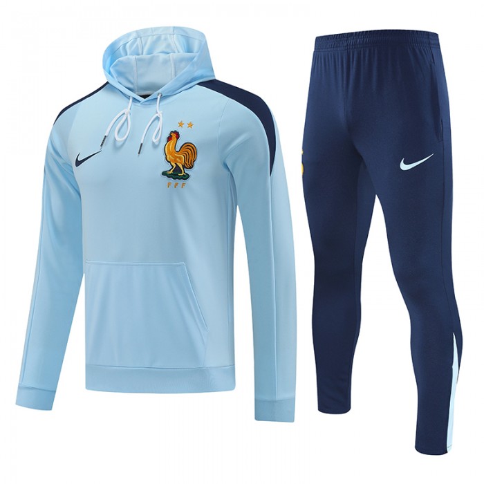 2024 France Blue Hodded Edition Classic Jacket Training Suit (Top+Pant)-5259462