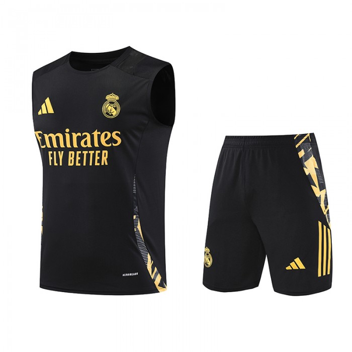24/25 Real Madrid Black Training jersey Kit Sleeveless Vest (Vest + Short)-8380106