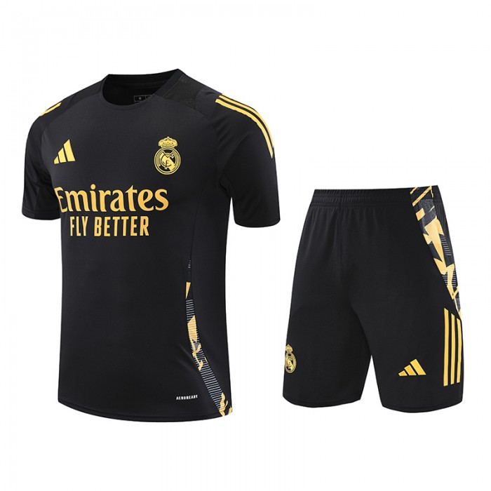 24/25 Real Madrid Black Training Jersey Kit short Sleeve (Shirt + Short)-2641668