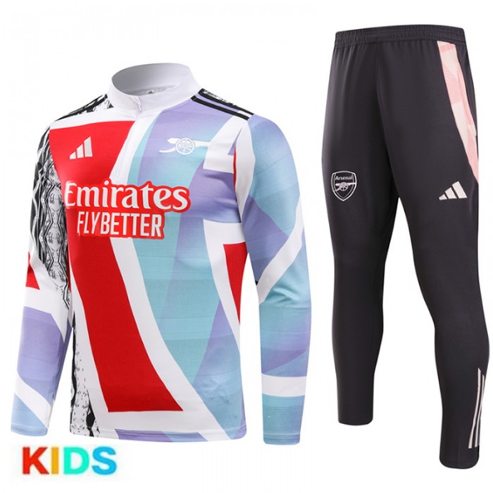 24/25 Kids Arsenal Red Gray Edition Classic Jacket Training Suit (Top+Pant)-3817016