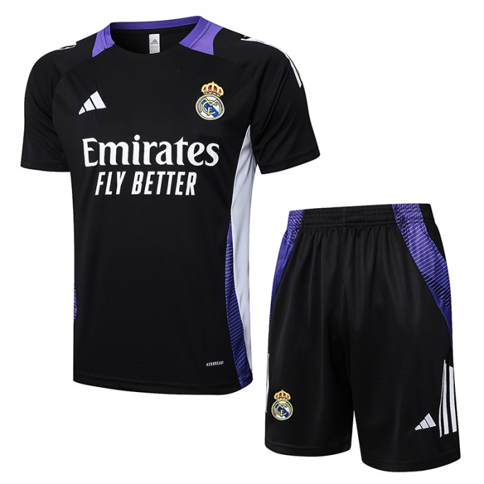 24/25 Real Madrid Black Training Jersey Kit short Sleeve (Shirt + Short)-2367994