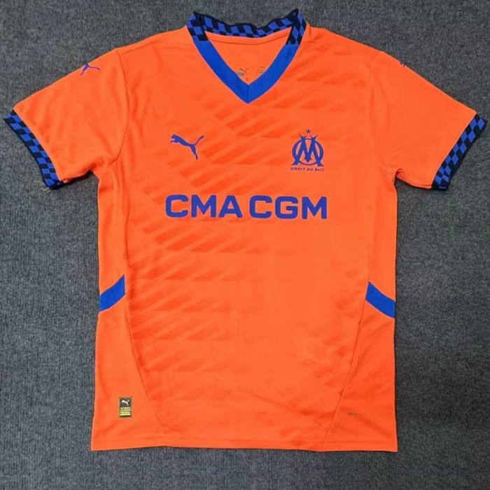 24/25 Marseille Third Away Orange Jersey Kit short sleeve-4005333