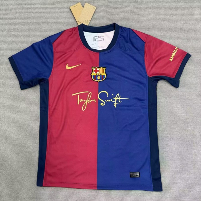 24/25 Barcelona Home X Travis Scott Red Navy Blue Jersey Kit short sleeve-2534669