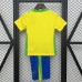 2025 Kids Brazil Home Yellow Kids Jersey Kit Short Sleeve (Shirt + Short)-8866712