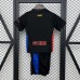24/25 Kids Barcelona Away Black Kids Jersey Kit Short Sleeve (Shirt + Short)-8696213
