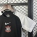 25/26 Kids Corinthians Home Black White Kids Jersey Kit Short Sleeve (Shirt + Short)-4022149