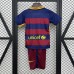 Retro 15/16 Kids Barcelona Home Navy Blue Red Kids Jersey Kit Short Sleeve (Shirt + Short)-5242361