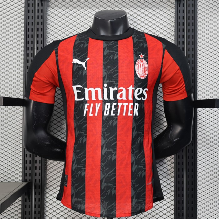 25/26 AC Milan Home Red Black Jersey Kit Short Sleeve (Player Version)-9298164