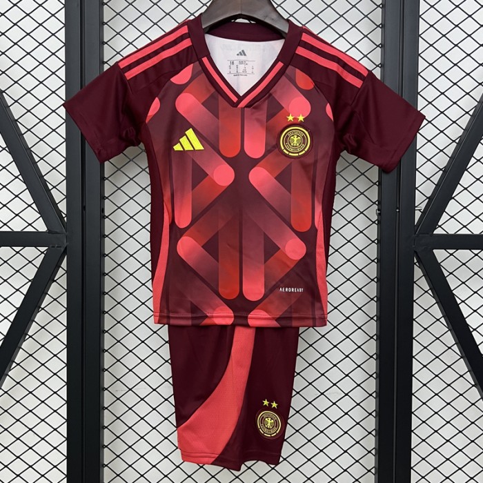 2025 kids Germany Away Wine Red Kids Jersey Kit Short Sleeve (Shirt + Short)-8017167