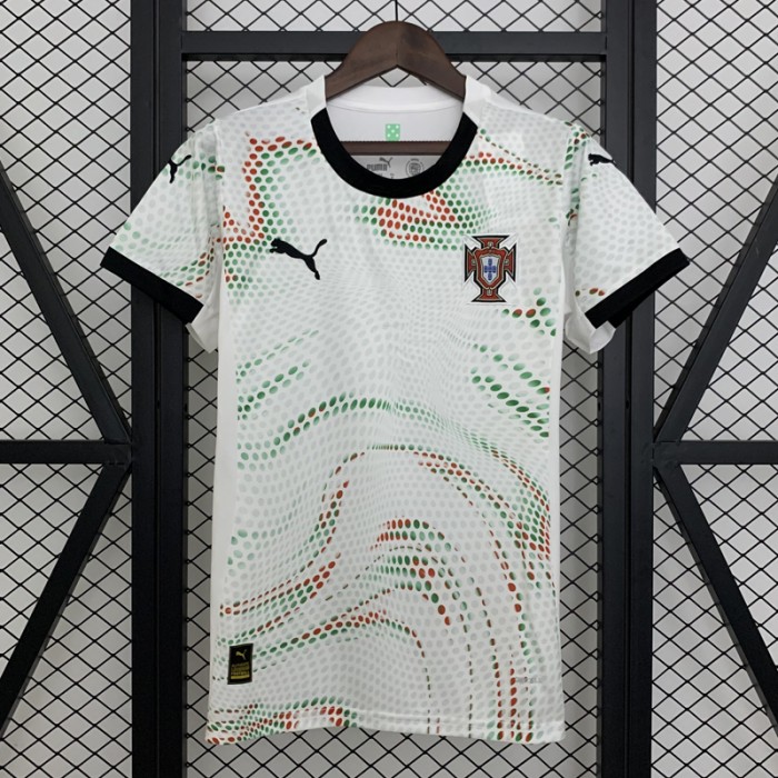 2025 Portugal Away White Women Jersey Kit Short Sleeve-5106143