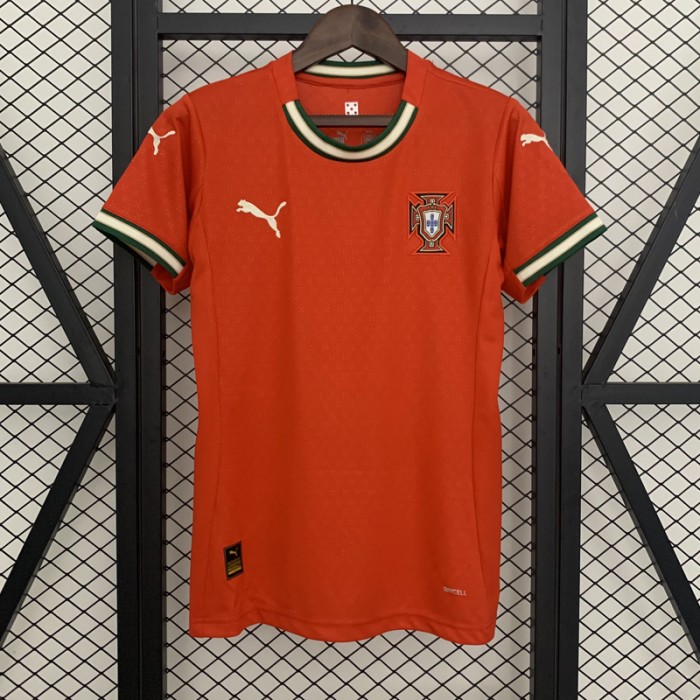 2025 Portugal Home Red Women Jersey Kit Short Sleeve-4357251