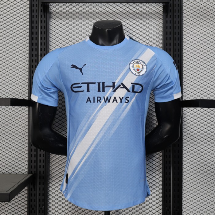 25/26 Manchester City Home Blue White Jersey Kit Short Sleeve (Player Version)-1244720