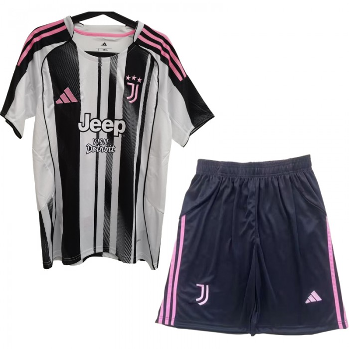 25/26 Juventus Home White Black Jersey Version Short Sleeve (Shirt + Short)-4755217