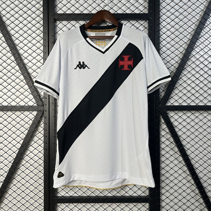 25/26 Vasco da Gama Away White Black Jersey Version Short Sleeve-3554066