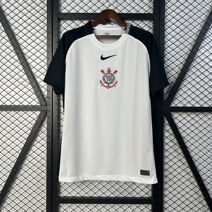 25/26 Corinthians Home White Black Jersey Version Short Sleeve-9891515