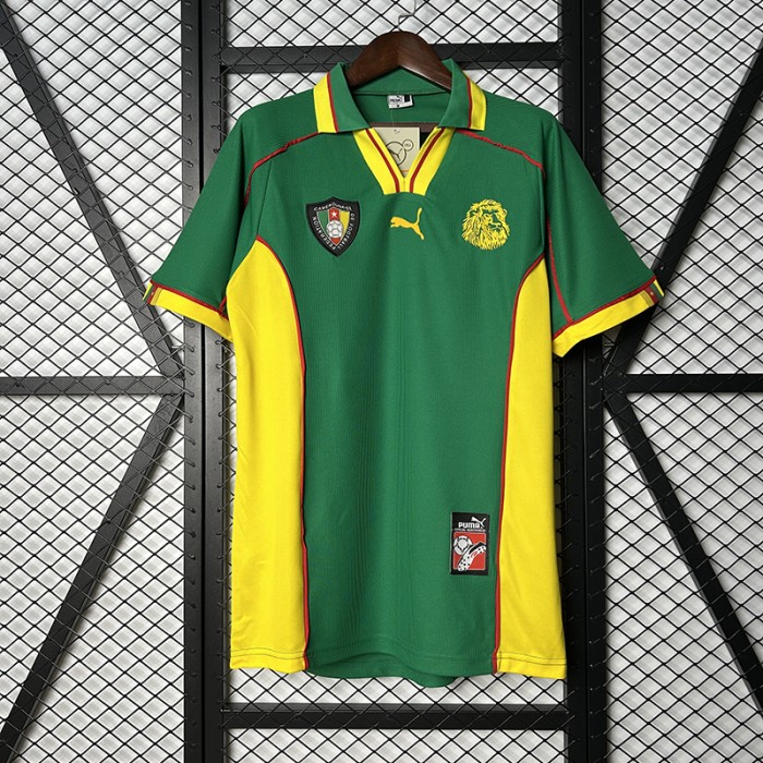 Retro 1998 Cameroon Home Green Jersey Version Short Sleeve-3934127