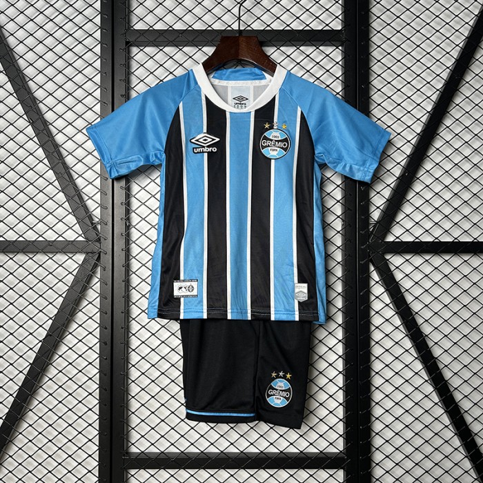25/26 Kids Gremio Home Blue Black Kids Jersey Kit Short Sleeve (Shirt + Short)-1876476