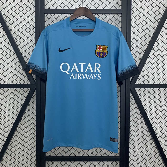 Retro 15/16 Barcelona Third Away Blue Jersey Version Short Sleeve-3629963