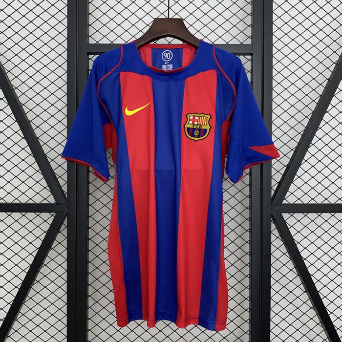 Retro 04/05 Barcelona Home Red Blue Jersey Version Short Sleeve-5571969