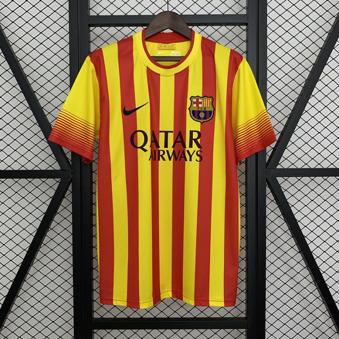 Retro 13/14 Barcelona Away Yellow Red Jersey Version Short Sleeve-1695238
