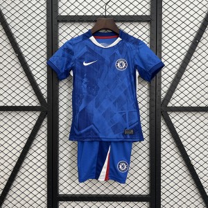 25/26 Kids Chelsea Home Kids Blue Jersey Version Short Sleeve-2609478