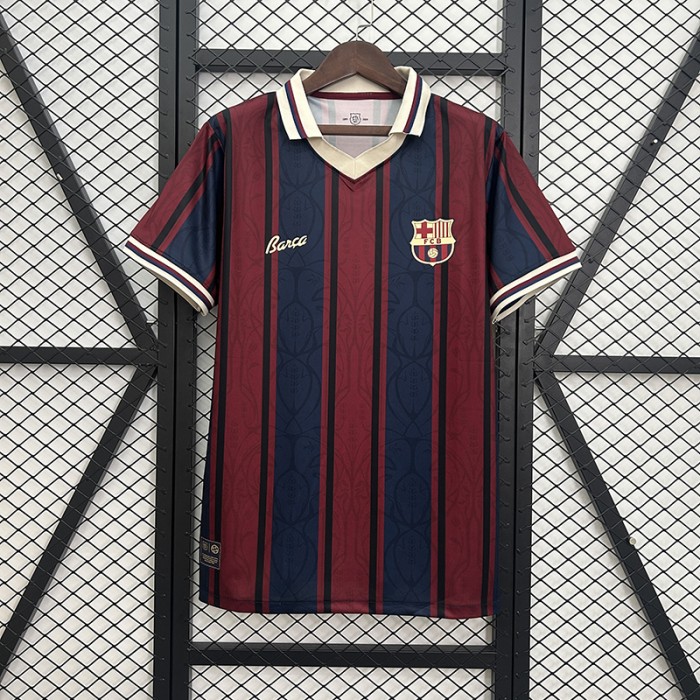 Retro Barcelona 125th Anniversary Red Gray Jersey Version Short Sleeve-8024017
