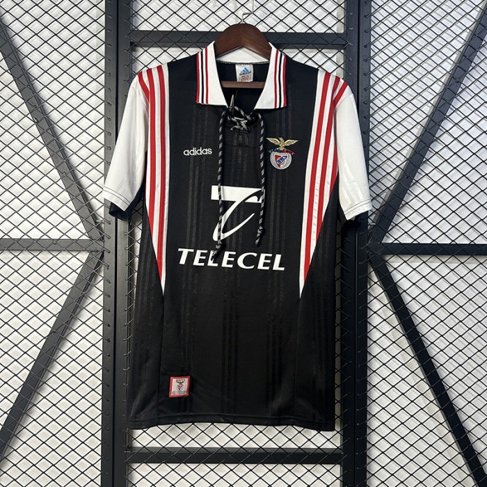 Retro 97/98 Benfica Away Black White Jersey Version Short Sleeve-7860406