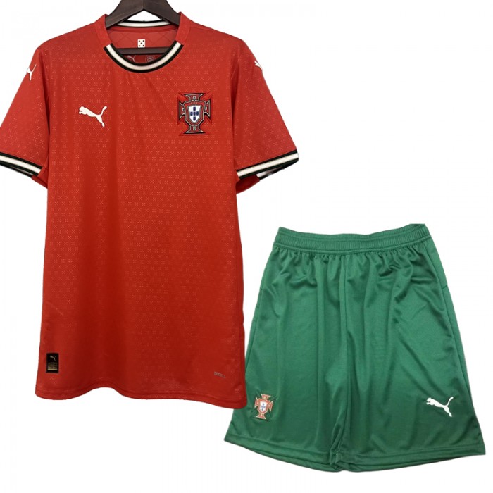 2025 Portugal Home Red Jersey Kit Short Sleeve (Shirt + Short)-973365