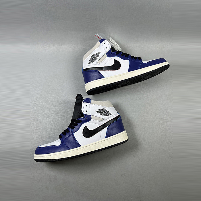 Air Jordan 1 AJ1 High Running Shoes-Navy Blue/White-5622090
