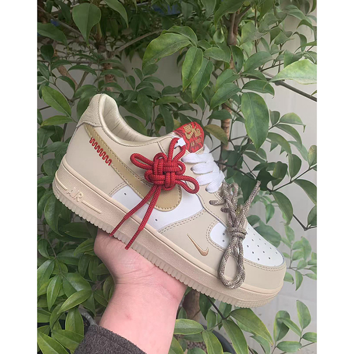AIR FORCE AF1 Running Shoes-Khaki/White-4399647