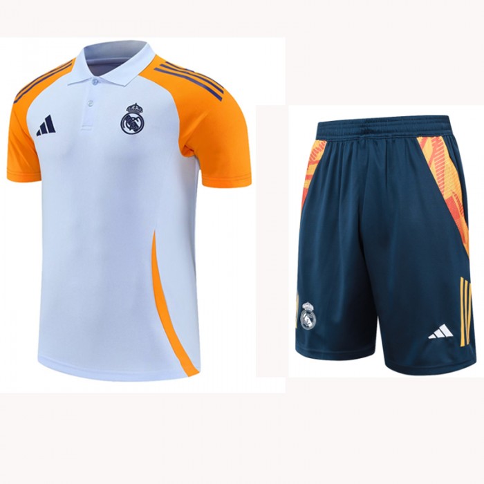 25/26 Real Madrid White Training Suit Jersey Version Short Sleeve (Shirt + Short)-4066323