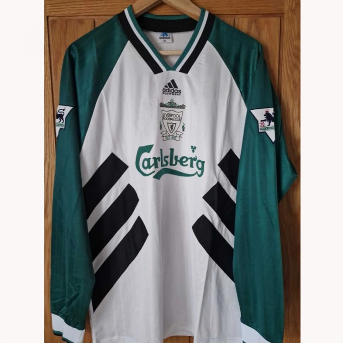 Retro 93/95 Liverpool Away White Green Jersey Version Long Sleeve-5105407
