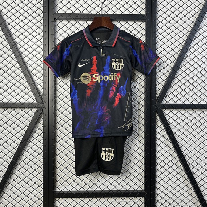 25/26 Kids Barcelona Special Edition Black Kids Jersey Kit Short Sleeve (Shirt + Short)-4667695