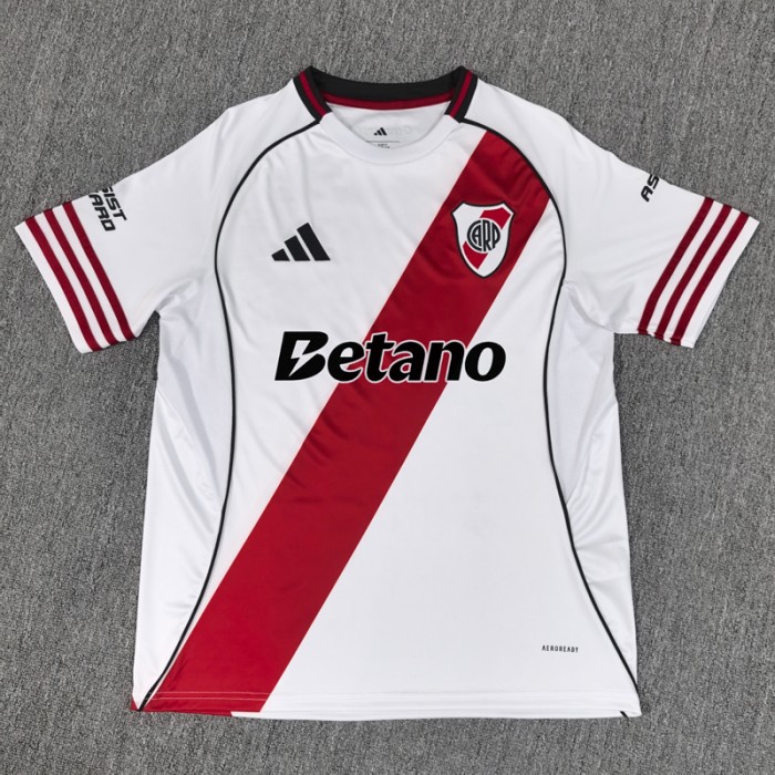 25/26 River Plate Home White Red Jersey Version Short Sleeve-7723798