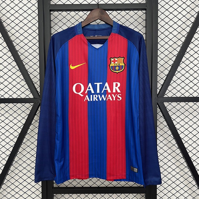 Retro 14/15 Barcelona Home Blue Red Jersey Version Long Sleeve-5467765