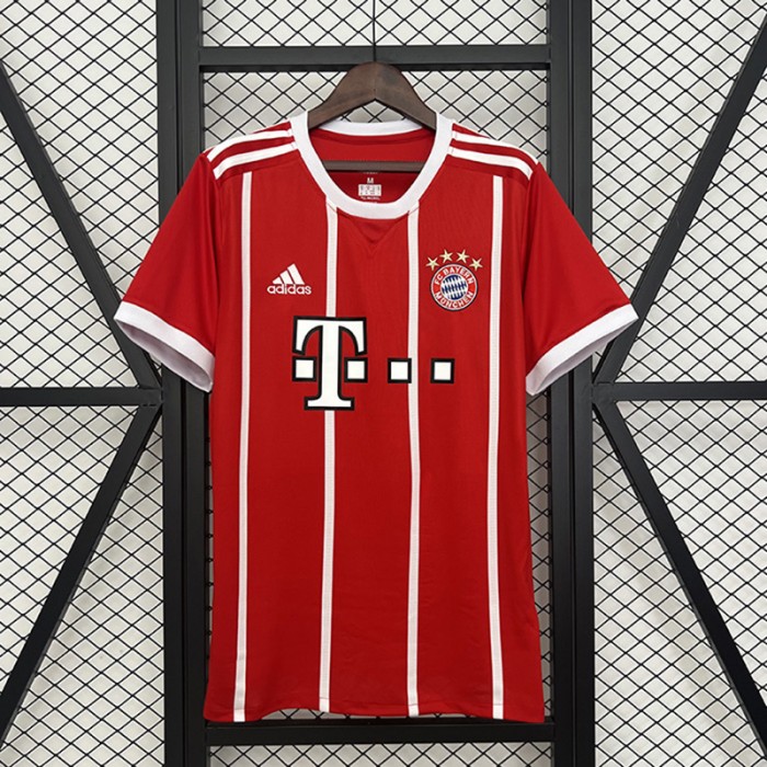 Retro 17/18 Bayern Munich Home Red White Jersey Version Short Sleeve-4482325