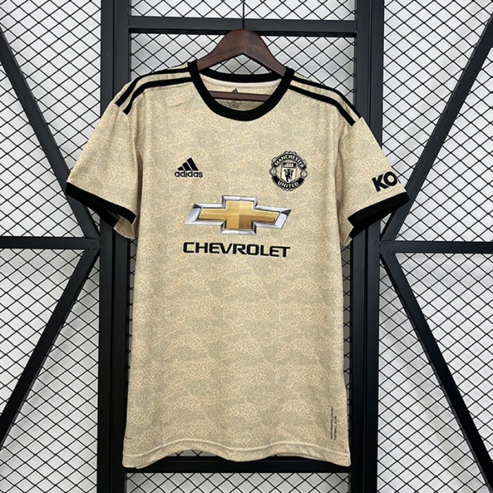Retro 19/20 Manchester United M-U Away Khaki Jersey Version Short Sleeve-1172373