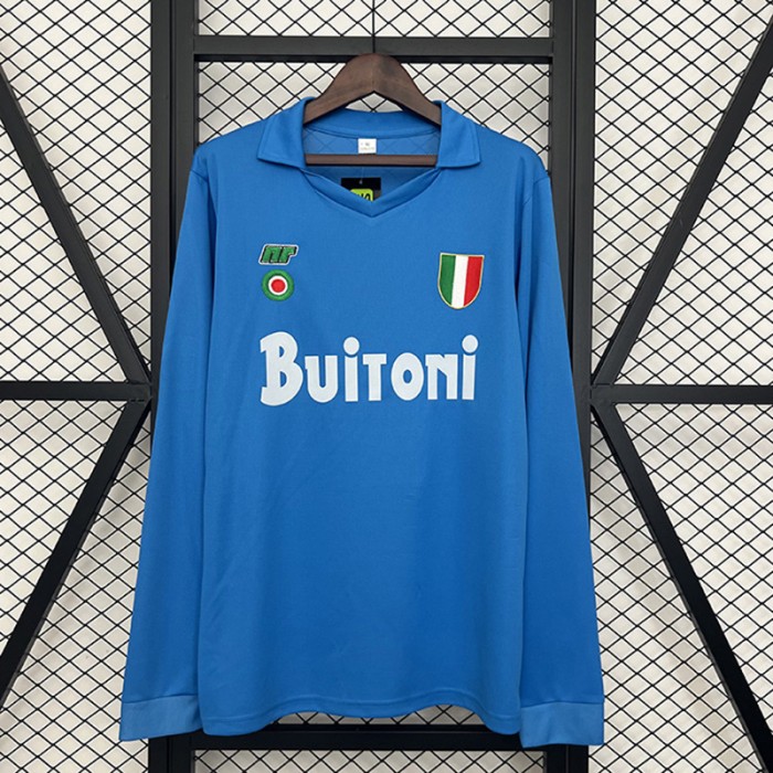 Retro 87/88 Napoli Home Blue Jersey Version Long Sleeve-3515285