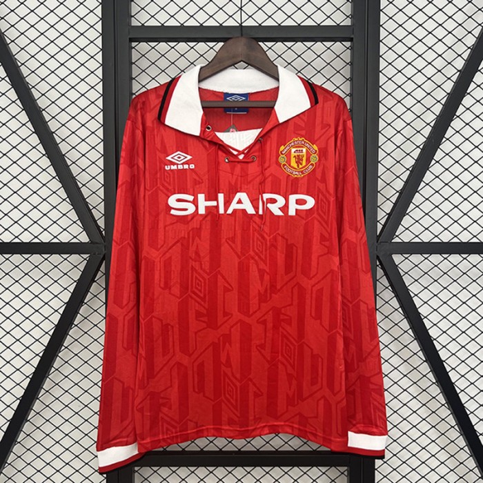 Retro 92/94 Manchester United M-U Home Red Jersey Version Long Sleeve-317857