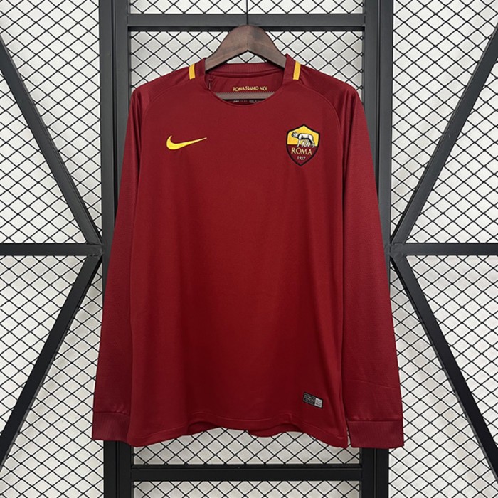 Retro 17/18 Roma Home Red Jersey Version Long Sleeve-1067514
