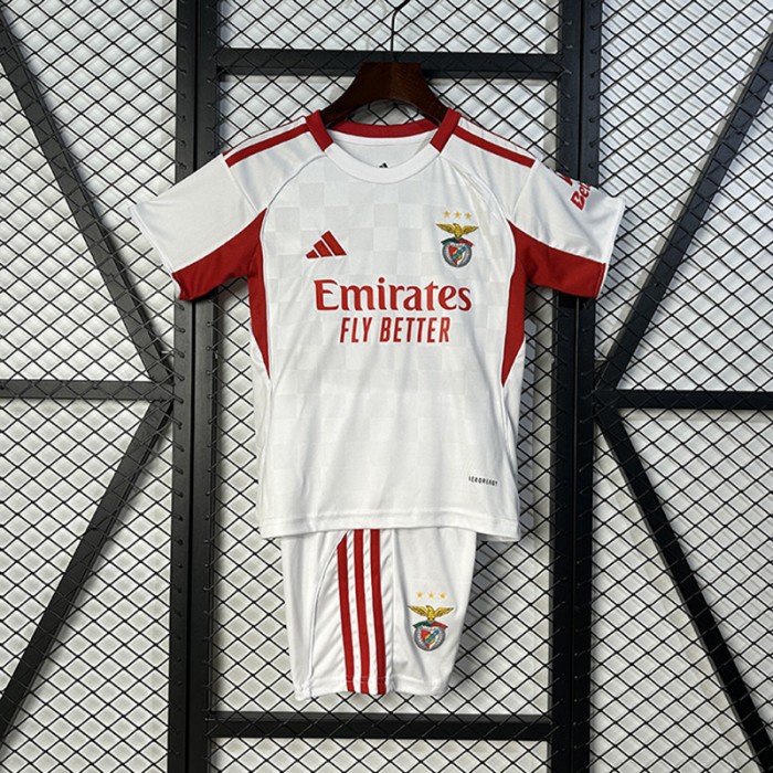 25/26 Kids Benfica Third Away White Red Kids Jersey Kit Short Sleeve (Shirt + Short)-484271