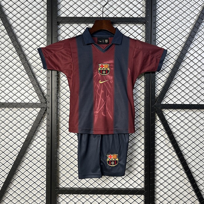 25/26 Kids Barcelona Special Edition Wine Red Black Kids Jersey Kit Short Sleeve (Shirt + Short)-4780613