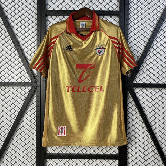 Retro 98/99 Benfica Away Gold Jersey Version Short Sleeve-1337953