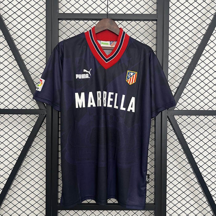 Retro 95/96 Atletico Madrid Third Away Black Jersey Version Short Sleeve-5016332