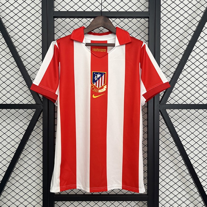 Retro 03/04 Atletico Madrid Home White Red Jersey Version Short Sleeve-3080819