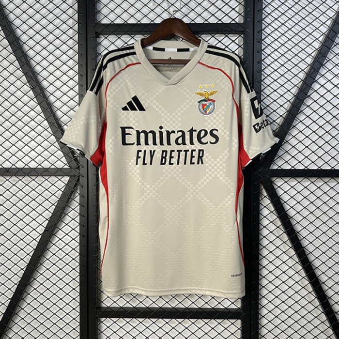 25/26 Benfica Away White Gray Jersey Version Short Sleeve-8332343