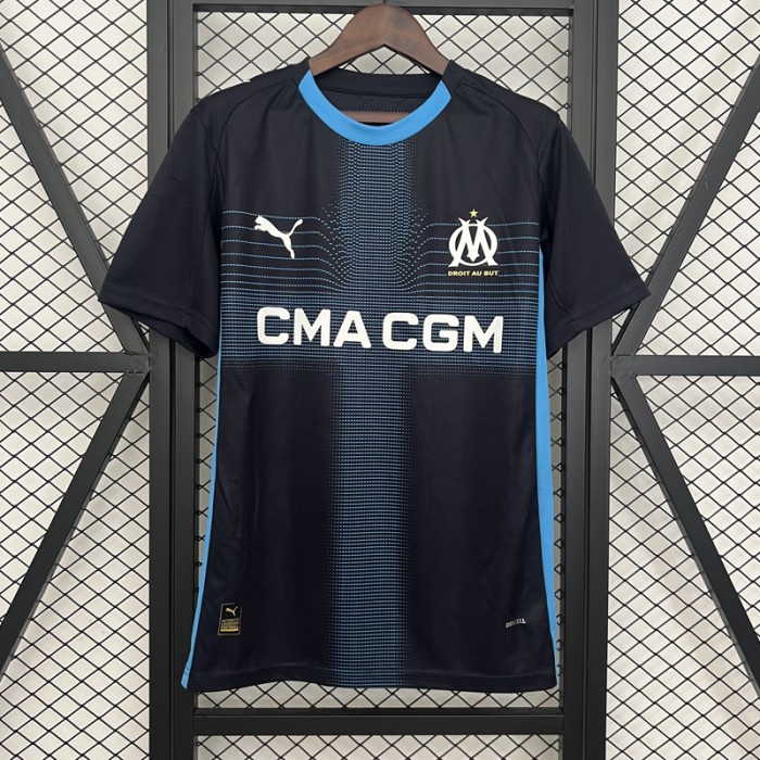 25/26 Marseille Away Black Blue Jersey Version Short Sleeve-5739134