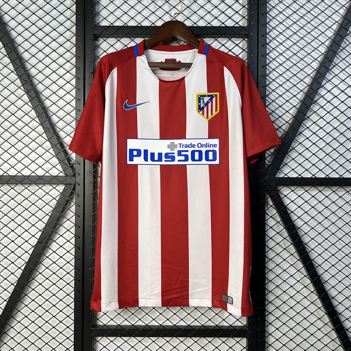Retro 16/17 Atletico Madrid Home Red White Jersey Version Short Sleeve-3786664