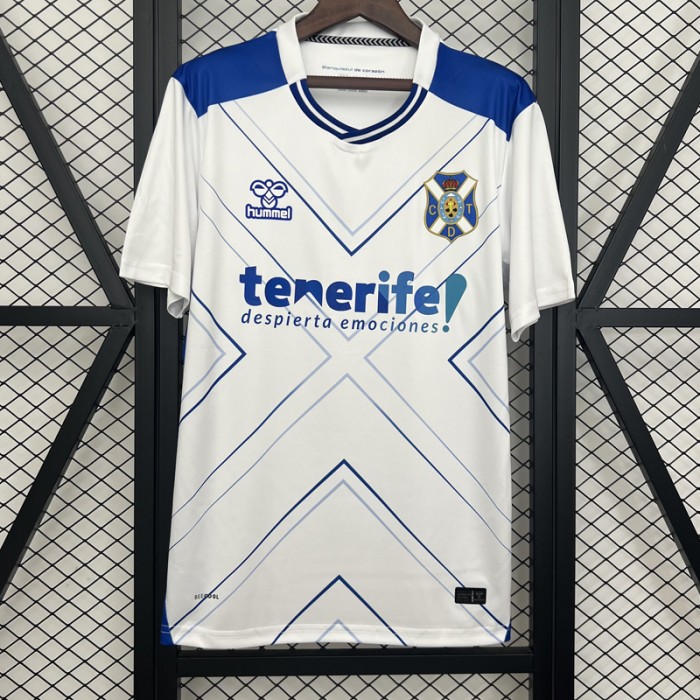 25/26 Hummel Tenerife Home White Blue Jersey Version Short Sleeve-2708155